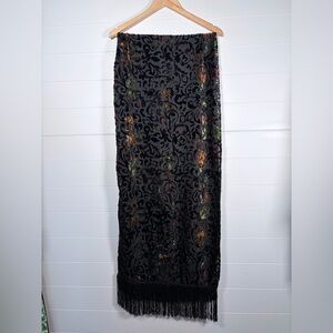 Unbranded Paisley Velvet Black with colorful undertones Scarf 21 X 90